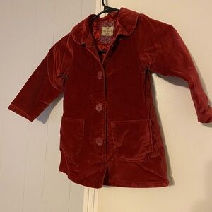 Old Navy Burgundy Red Velvet Peacoat Jacket Girls 4T